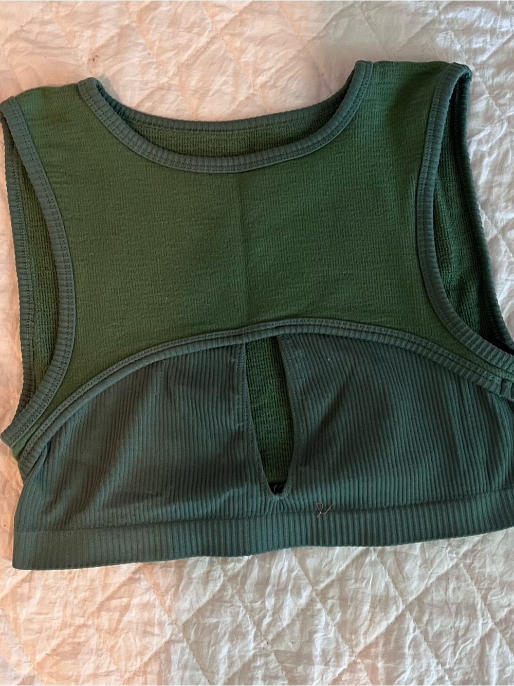 Urban Outfitters Forest Green Cropped Ribbed Tank Top
